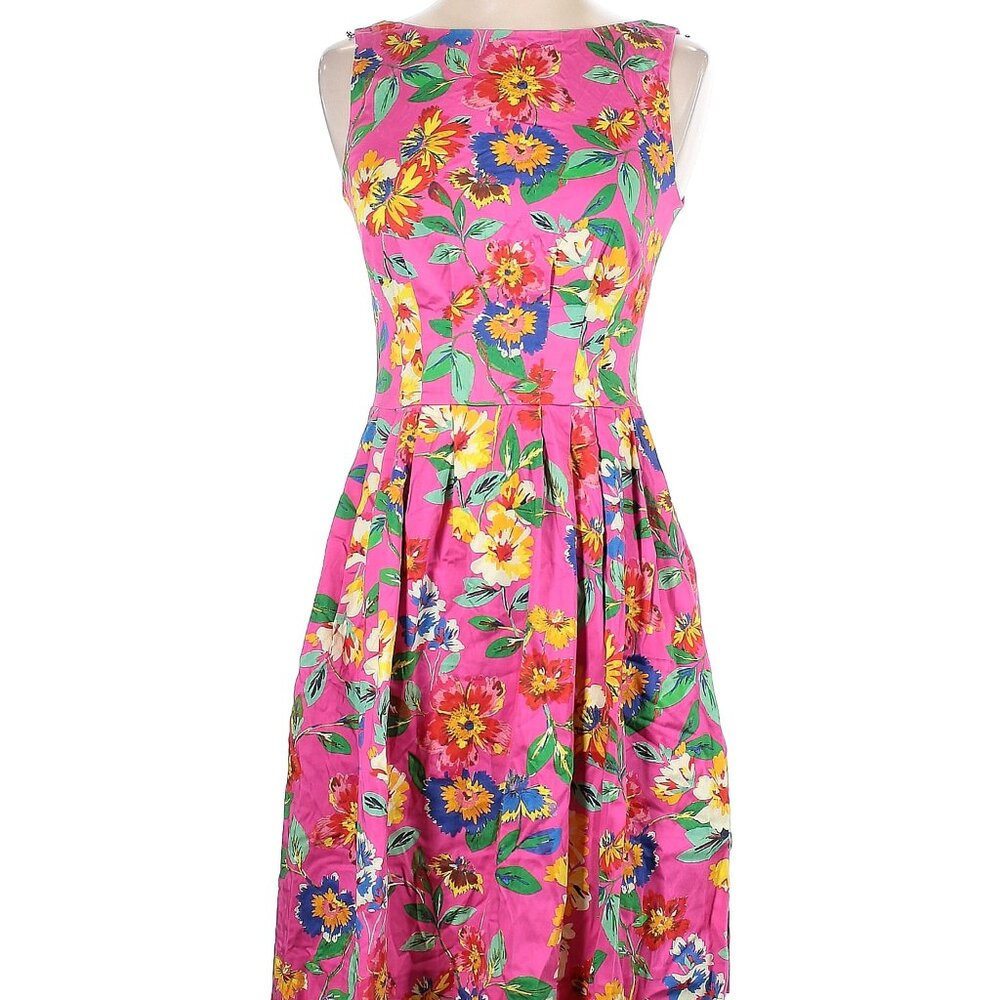 KATE SPADE Pink Floral Print Cotton & Silk Dress, Size 4